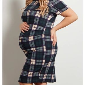Green/Blue Plaid Fitted Pinkblush Maternity 3XL